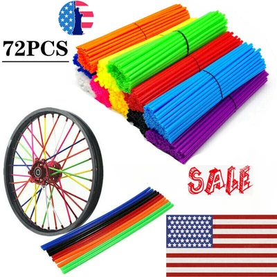$9.66 • Buy 72Pcs Bike Motorcycle Spoke Skins Covers Wheel Rim Guard Wraps Protector Pipe US