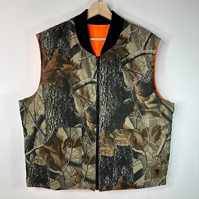 Vintage Tough Duck Real Tree Hardwoods Camo Reversible Hunting Vest Mens Large L • $33.19