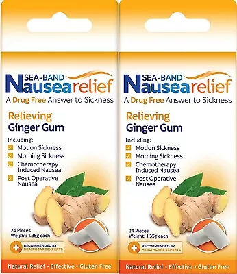 Sea-band Anti-Nausea Ginger Gum 24ct  ( 2 Pack ) ^ • $14.99