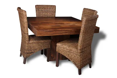 Solid Mango Wood Dakota 120cm Dining Table & 4 Havana Chairs (4 Styles) New • £755.95