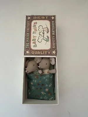 Maileg Baby Twin Mice In A Match Box • $45