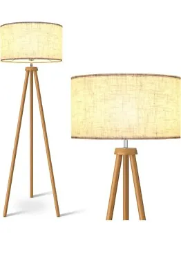 Wood Floor Lamp Tripod Modern Design Mid Century Standing Lamp 12 W Led • $69.99