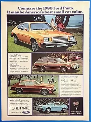 1980 Ford Pinto America's Best Small Car Value Vintage Magazine Print Auto Ad • $3.55