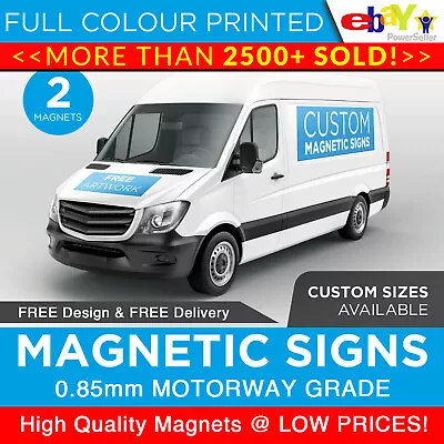 2X Magnetic Signs Personalised Motorway Grade Full Colour HQ Print Van Car Sign • £1