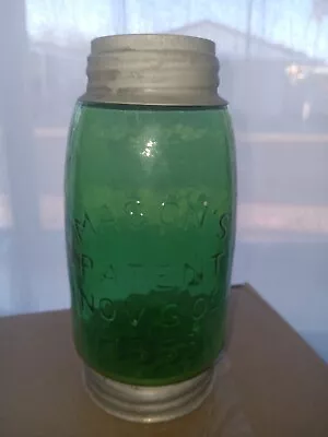 MASON'S PATNET NOV 30th 1858 Deep Green Midget Pint Fruit Jar Repo • $48