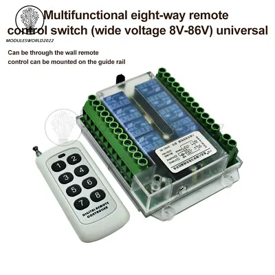 8 Channel Wireless RF Remote Control Switch Relay Module DC8-86V / AC110-275V US • $7.49