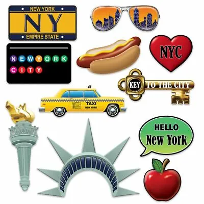 £5.43 • Buy New York City Photo Booth Fun Signs 11 Pack 3.5  To 13.5  Paper Decoration