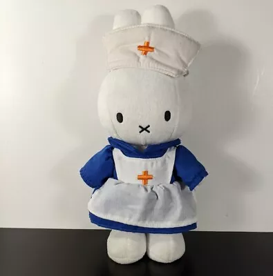 Dick Bruna Nurse Miffy 9.5” Blue Dress Plush Nijntje Stuffed Doll Rabbit Bunny • $48.75
