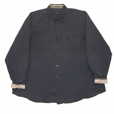£55 • Buy Vintage Burberry Shirt Navy Mens Size XL Nova Check Lining Cuffs