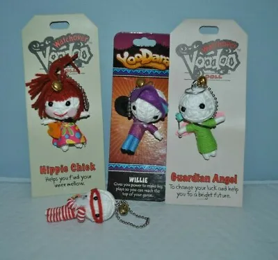 NEW Set/4 MINI WATCHOVER YOODARA Voodoo Doll Folk Art  Doll W/Chain Handmade 3  • $29.59