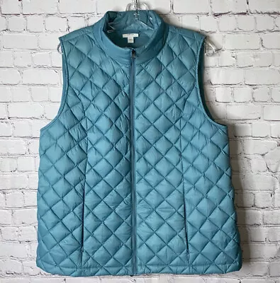NWOT J.Jill Quilted Down /Nylon Vest Womens  L Sleeveless Zip With Zip Pockets • $47.95
