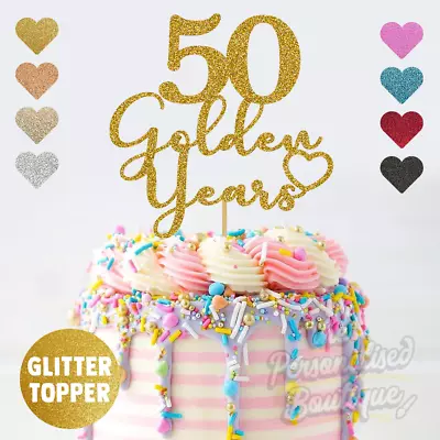 50 Golden Years 50th Fifty Birthday Party Super Glittery Glitter Cake Topper • £4.99