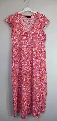 Marks & Spencer Collection Cotton Jersey Tiered Midi Dress Pink Size 12 - 22 New • £13.59