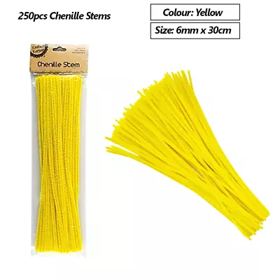 200 X Pipe Cleaners Yellow Chenille Stems Pipe Infuse Cleaners Craft Sticks 30cm • $19.95