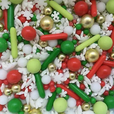 £3.99 • Buy Festive Christmas Cupcake Sprinkles Mix Edible Cake Decorations Xmas Toppers