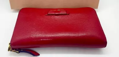 Miu Miu Long Wallet Red Red Ribbon With Box Shipped From Japan • $63