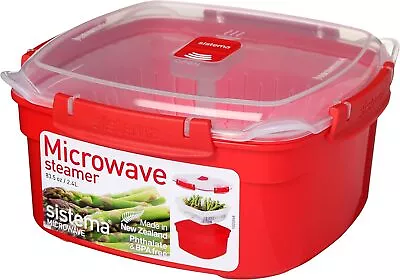 Microwave Steamer - Sistema With Basket 2.4 L Red/Clear • £9.95