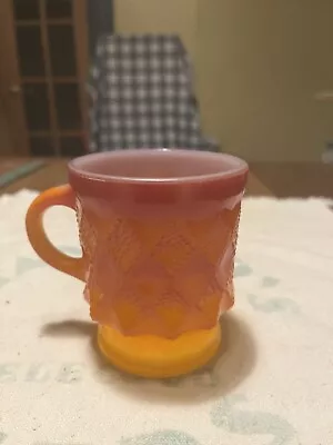 Vintage Anchor Hocking FIRE KING Kimberly Diamond Orange Coffee Cup Mug • $5.95