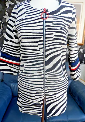 French Designer Blue Blanc Rouge Zebra Print Colour Detailing Coat Size 38 Chest • £35