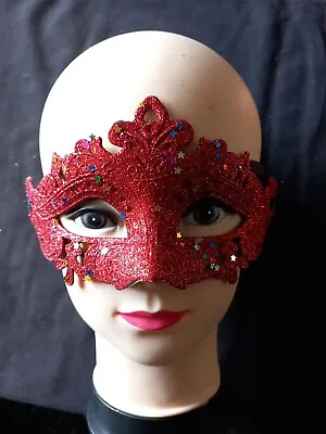 Mens Woman Red Masquerade Ball Costume Halloween Christmas Prop Cruise Masks • £3.99