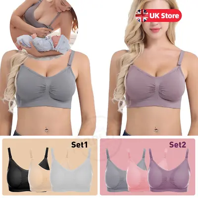 Women Maternity Nursing Bra For Pregnancy Breastfeeding Comfort Night Sleep Bras • £6.99