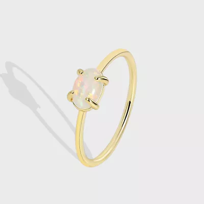 M&T Gold Plated Opal Bead Ring Stacking Ring 2 Colors One Piece #7 JWCY96 • $5.90