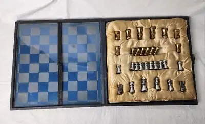 Vintage E. S. Lowe Chess Set Exclusive Creation Metal Pieces Board & Case -As Is • $359.99