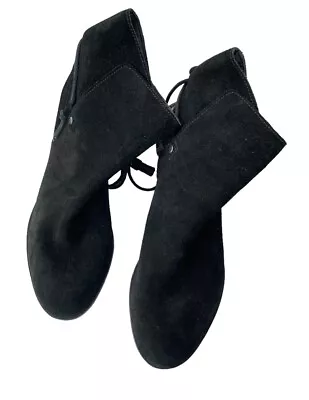 🔥Sorel Farah Ankle Boots Black Suede Slip Tie Winter Booties Tassels -Size 8 • $30