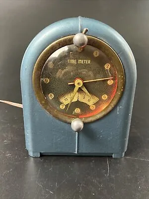 Vintage Metal Electric Time Meter Clock American Timer Corp Blue Working USA • $79.99