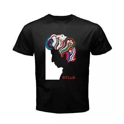 BOB DYLAN Logo Milton Glaser Sketch Men Black Black Cotton T-Shirt • $20.99