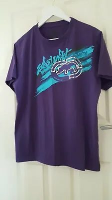 Ecko UNLTD Purple And Turquoise Logo Cotton T Shirt Large  • £14.99