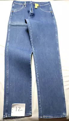 Wrangler Starched Men 100% Cotton Denim Blue Jeans Straight Leg 32x34 Straight • $23