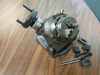 4  PRECISION TILTING ROTARY TABLE W. 3 /65mm 3-jaw Chuck Part#TTSK-100CK- NEW • $178