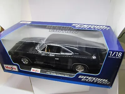 1969 Dodge Charger R/t 1/18 Diecast Maisto Black • $19.99