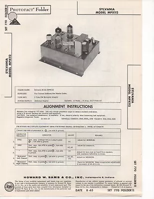 1965 Sylvania Mpx112 Fm Multiplex Adapter Service Manual Photofact  • $10.99
