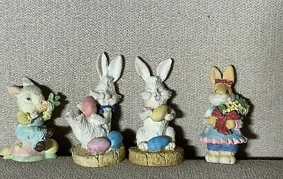 $18.99 • Buy Lot 4 Spring Easter Bunny Rabbit 2  Figurines Easter Village Basket Eggs Décor
