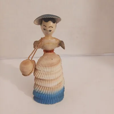 Vintage Folkart Seashell Doll 4  H Made In Japan 1950s Era • $49.99