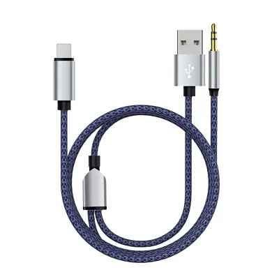 Aux Cable For IPhone In Car + Charging Cable For IPhone 14 13 12 11 Pro XR X 8 • £4.95