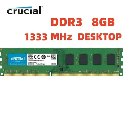 CRUCIAL DDR3 8GB 16GB 32GB 1333 MHz PC3-10600 Desktop Memory RAM DIMM 240pins • £46.86