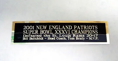 Patriots Super Bowl XXXVI Nameplate ForA Football Mini Helmet Display Case 1.5X6 • $6.50