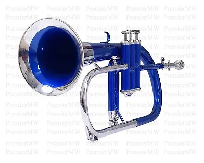 FLUGEL HORN 3V BLUE+SILVER Expert Choice With Hard Case MOUTHPIECE • $182.24