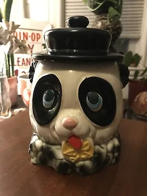 Vintage Ceramic Cookie Jar Panda Bear Manufactured 4 National Silver Co Japan • $32