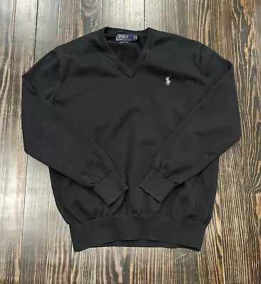Polo Ralph Lauren V Neck Sweater Men’s Small Pima Cotton Black • $24.99