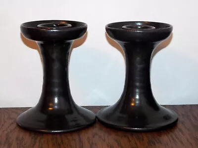  Vintage American Art Pottery Candleholders Red Clay Black Arts & Crafts Style  • $99