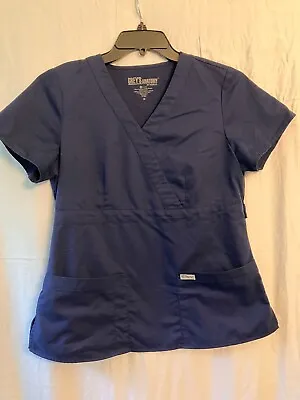 $8.95 • Buy Grey's Anatomy By Barco Medical Scrub Top Women's Size Medium Navy-Blue Pockets