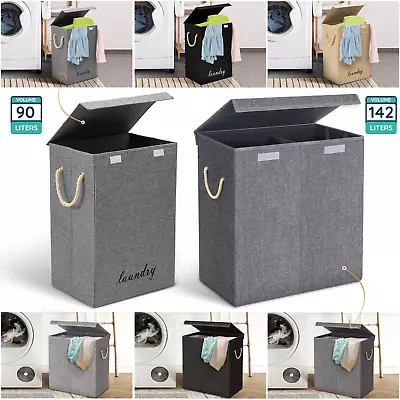 Large Collapsible Laundry Basket Washing Clothes Bin Foldable Space Saving New • £13.49