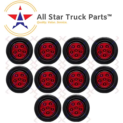 10pc- 2.5  Round 6 LED Red Light Truck Trailer Side Marker Clearance Grommet Kit • $57.50