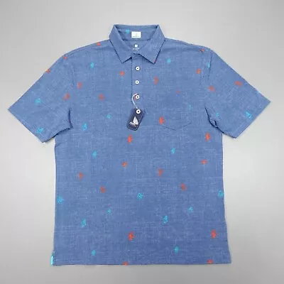 Johnnie-O Hangin' Out Maui Polo Shirt Oceanside Blue Men's Size M • $34.77