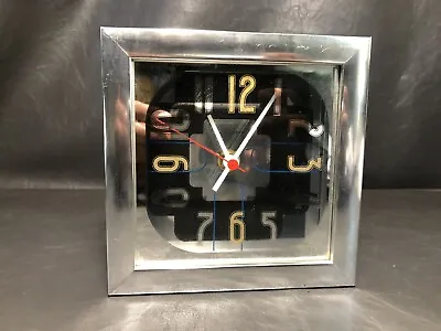 Art Deco Hoursakes Lucid Lines Mirror Clock Virgil Thrasher Vintage 6  X 6   • $159