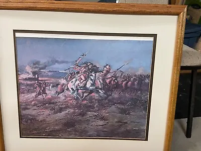 C M Russell Canvas Print Of    Burning The Fort • $135